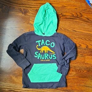 Youth XS Life is Good Taco-Saurus long sleeve hoodie
